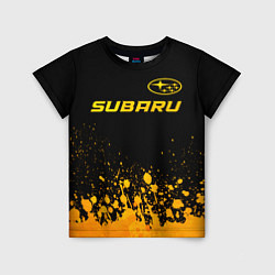 Футболка детская Subaru - gold gradient: символ сверху, цвет: 3D-принт