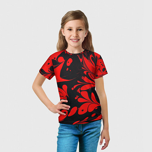Детская футболка Красно-черный узор / 3D-принт – фото 5