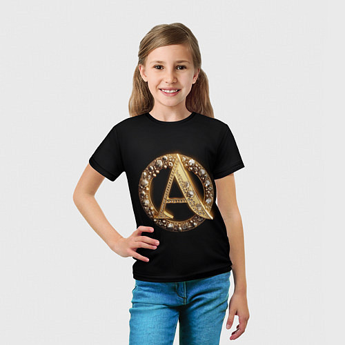 Детская футболка Ювелирная буква А / 3D-принт – фото 5