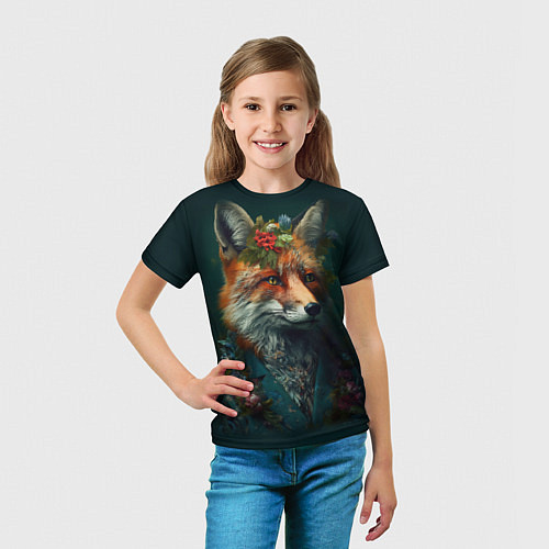 Детская футболка Лис в цветочной рубашке / 3D-принт – фото 5