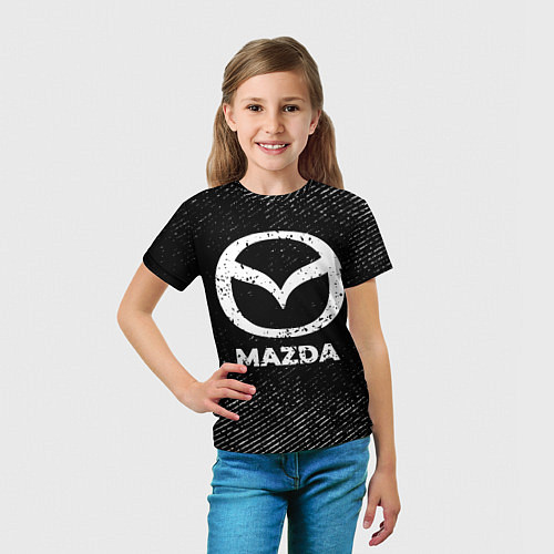 Детская футболка Mazda с потертостями на темном фоне / 3D-принт – фото 5