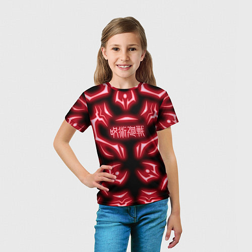 Детская футболка Магическая битва светящиеся Знаки Сукуны / 3D-принт – фото 5