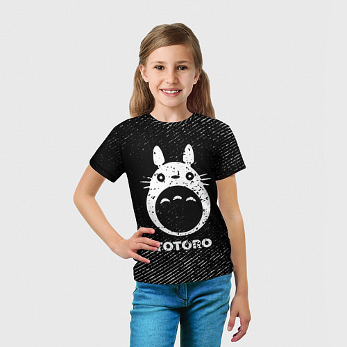 Детская футболка Totoro с потертостями на темном фоне / 3D-принт – фото 5