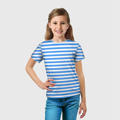 Детская футболка Тельняшка васильковая ВДВ / 3D-принт – фото 5