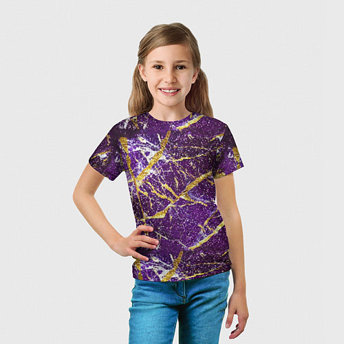 Детская футболка Фиолетовые и золотые блестки / 3D-принт – фото 5
