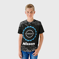 Футболка детская Nissan в стиле Top Gear со следами шин на фоне, цвет: 3D-принт — фото 2