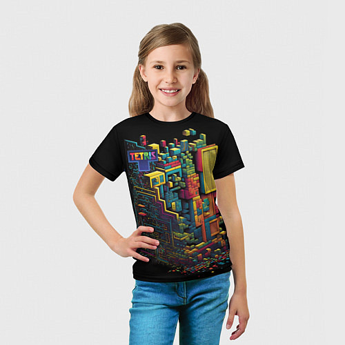Детская футболка Абстрактный тетрис / 3D-принт – фото 5