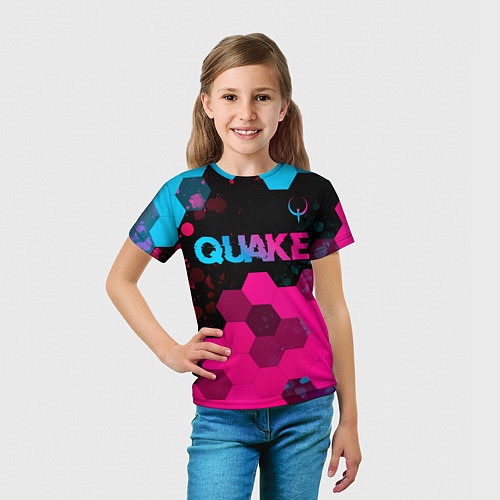 Детская футболка Quake - neon gradient: символ сверху / 3D-принт – фото 5