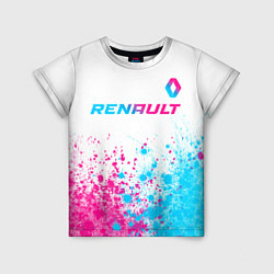 Футболка детская Renault neon gradient style: символ сверху, цвет: 3D-принт