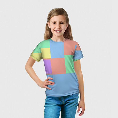 Детская футболка Разноцветные квадраты и прямоугольники / 3D-принт – фото 5