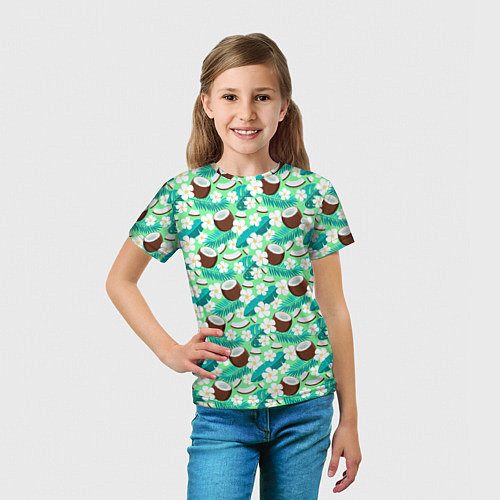 Детская футболка Летний паттерн с кокосом / 3D-принт – фото 5