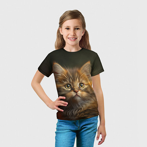 Детская футболка Пушистый рыжий котенок / 3D-принт – фото 5