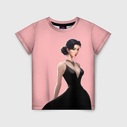 Футболка детская Girl in black dress - pink, цвет: 3D-принт