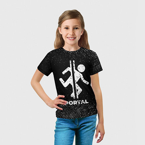 Детская футболка Portal с потертостями на темном фоне / 3D-принт – фото 5
