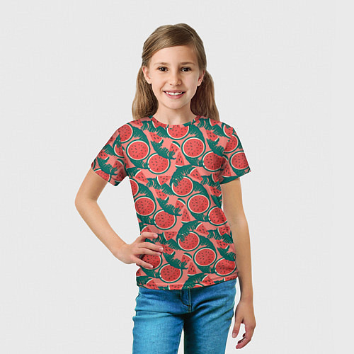 Детская футболка Летний паттерн с арбузами / 3D-принт – фото 5