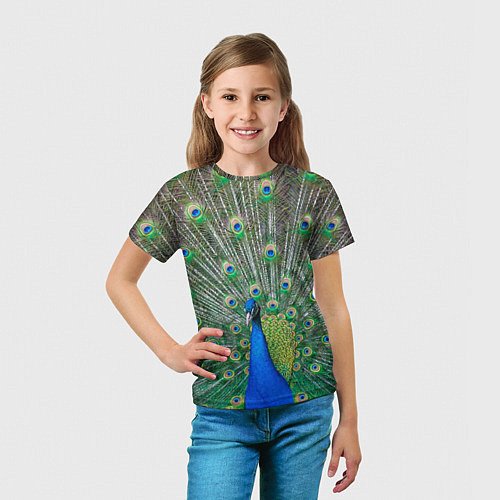 Детская футболка Величественный павлин / 3D-принт – фото 5