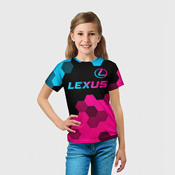 Футболка детская Lexus - neon gradient: символ сверху, цвет: 3D-принт — фото 2