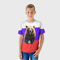 Футболка детская Медведь на флаге, цвет: 3D-принт — фото 2
