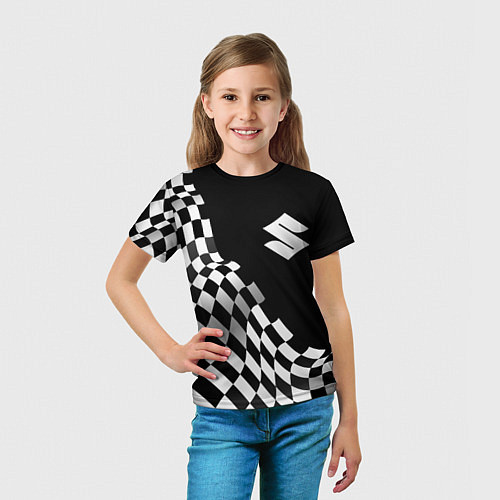 Детская футболка Suzuki racing flag / 3D-принт – фото 5