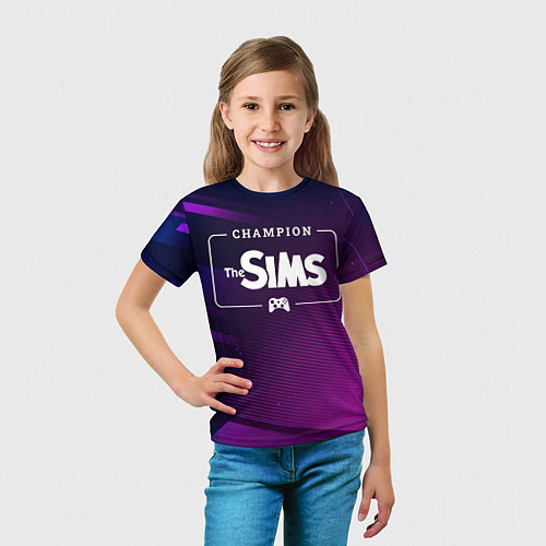 Детская футболка The Sims gaming champion: рамка с лого и джойстико / 3D-принт – фото 5