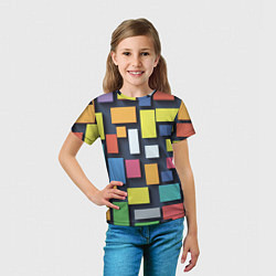 Футболка детская Тетрис цветные кубики, цвет: 3D-принт — фото 2