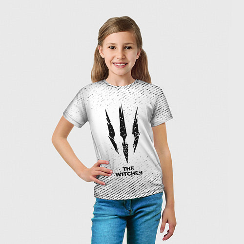 Детская футболка The Witcher с потертостями на светлом фоне / 3D-принт – фото 5
