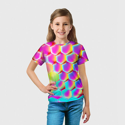 Детская футболка Розовая чешуя - текстура / 3D-принт – фото 5