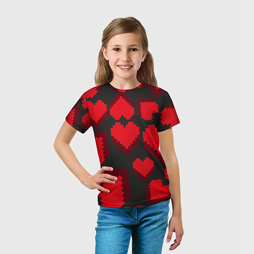 Детская футболка Pixel hearts / 3D-принт – фото 5