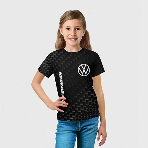 Детская футболка Volkswagen карбоновый фон / 3D-принт – фото 5