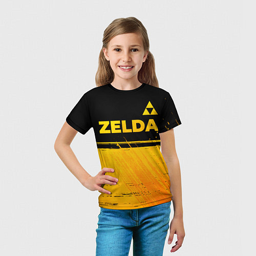 Детская футболка Zelda - gold gradient: символ сверху / 3D-принт – фото 5