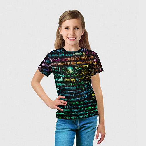 Детская футболка Символы психоделика - нейронная сеть / 3D-принт – фото 5