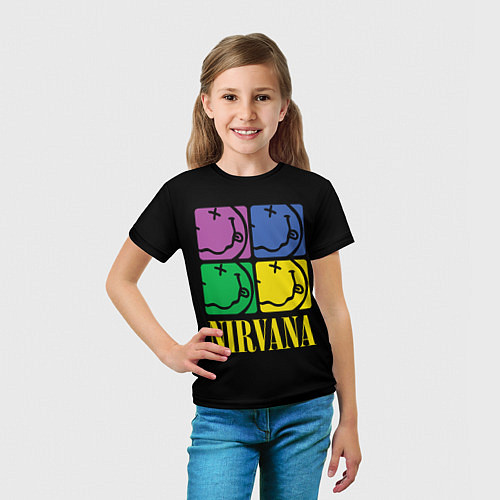 Детская футболка NIRVANA - смайлы / 3D-принт – фото 5