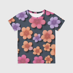 Футболка детская Разноцветные ромашки, цвет: 3D-принт