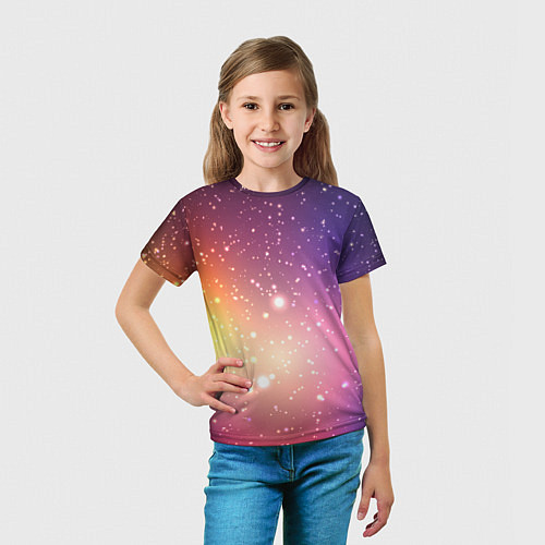 Детская футболка Желто фиолетовое свечение и звезды / 3D-принт – фото 5
