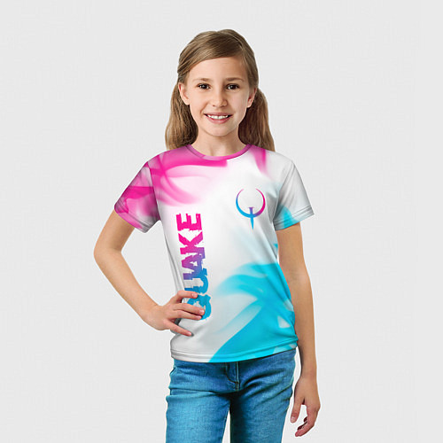 Детская футболка Quake neon gradient style: надпись, символ / 3D-принт – фото 5