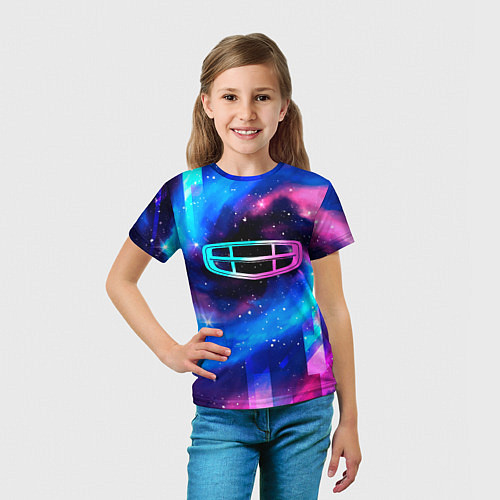 Детская футболка Geely неоновый космос / 3D-принт – фото 5