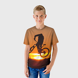 Футболка детская Велосипедист на закате, цвет: 3D-принт — фото 2