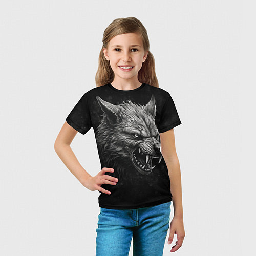 Детская футболка Волк - grunge style / 3D-принт – фото 5