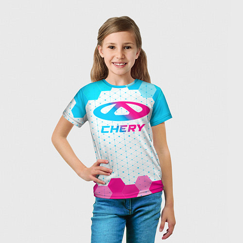 Детская футболка Chery neon gradient style / 3D-принт – фото 5