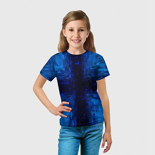 Детская футболка Тёмно-синие множества фигур / 3D-принт – фото 5