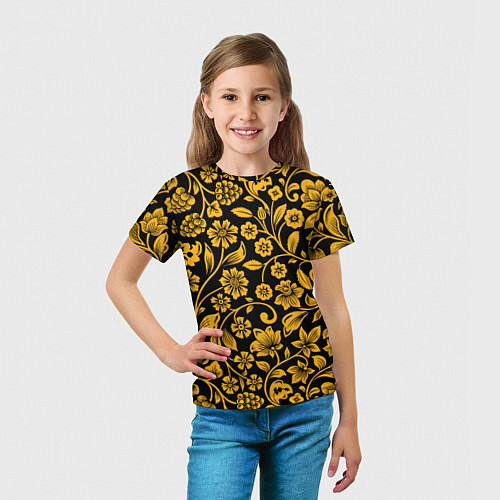 Детская футболка Золотая хохлома / 3D-принт – фото 5