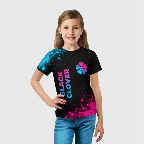 Детская футболка Black Clover - neon gradient: надпись, символ / 3D-принт – фото 5