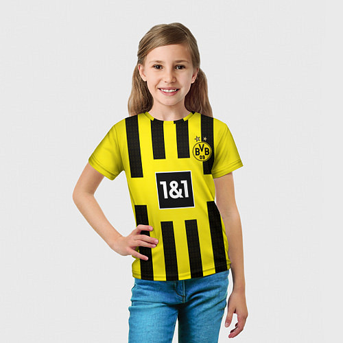 Детская футболка Марко Ройс Боруссия Дортмунд форма 2223 домашняя / 3D-принт – фото 5