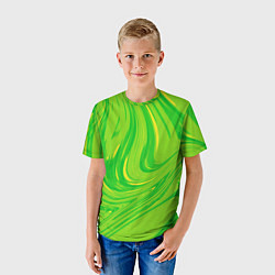 Футболка детская Насыщенный зеленый абстракция, цвет: 3D-принт — фото 2