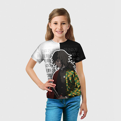 Детская футболка Гию томиока и иероглифы - клинок / 3D-принт – фото 5