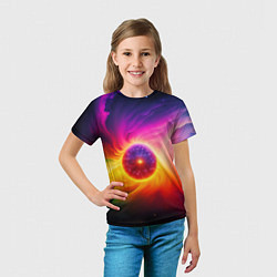 Футболка детская Неоновое солнце, цвет: 3D-принт — фото 2