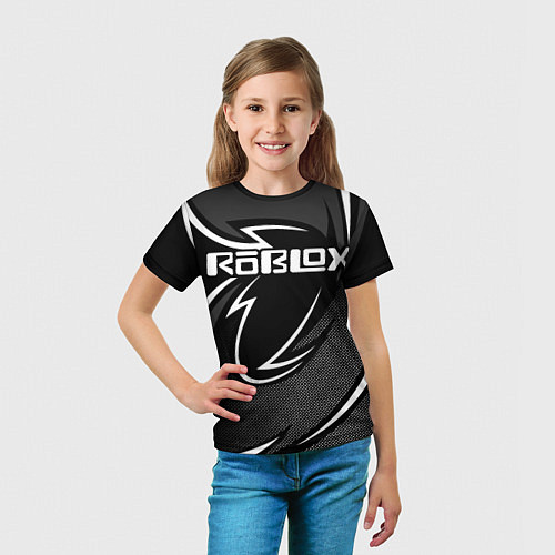 Детская футболка Роблокс - белая линия / 3D-принт – фото 5