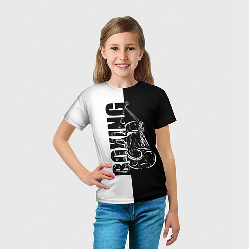 Детская футболка Boxing чёрно-белое / 3D-принт – фото 5