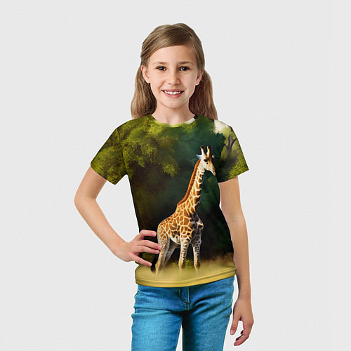 Детская футболка Жираф на фоне деревьев / 3D-принт – фото 5