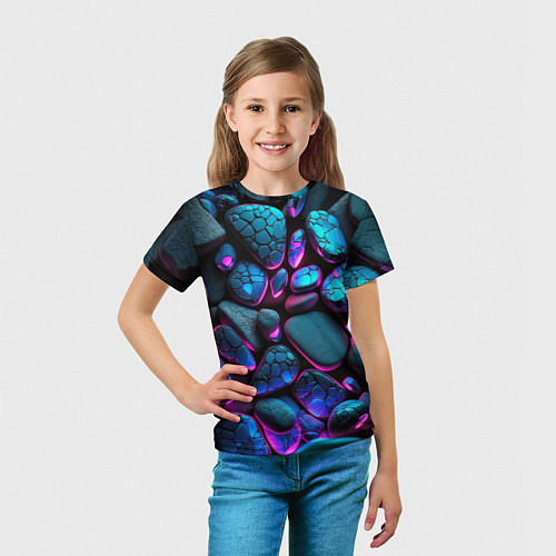 Детская футболка Неоновые камни / 3D-принт – фото 5